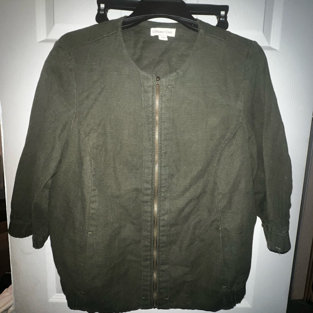 Coldwater Creek Olive Utility Zip Jacket